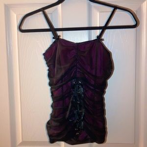 Morbid Threads Vintage Pink Mesh Lace-up Corset Top